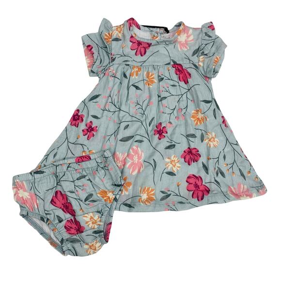 NWT Deux Par Deux 9M Printed Flower Dress Set - Picture 1 of 5